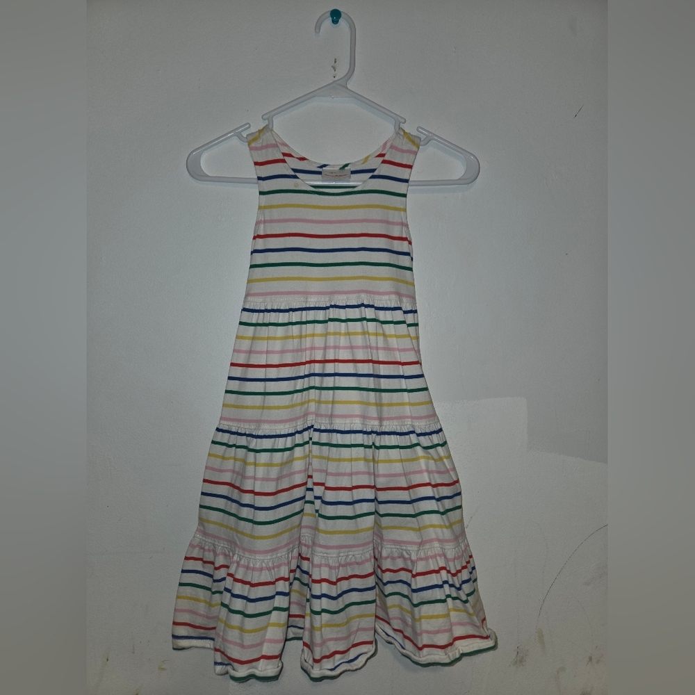 Hanna Andersson girls tank dress size 120/8 stripes rainbow